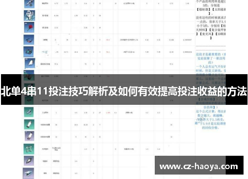 北单4串11投注技巧解析及如何有效提高投注收益的方法